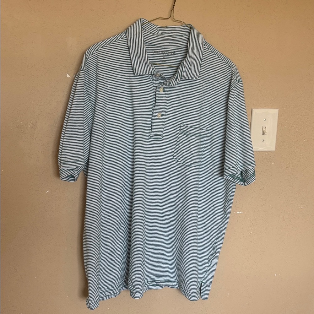 💖Great Northwestern brand Men's Striped Polo Shirt white green stripe size XL💖